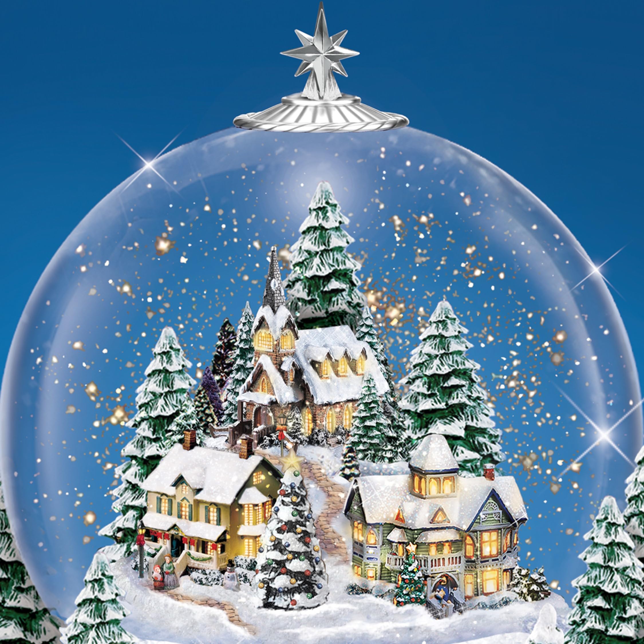 Amazon.com: The Bradford Exchange Thomas Kinkade Village Snowglobe